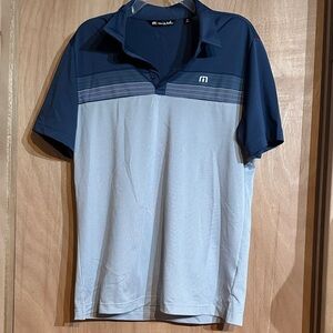 Men's Blue and Gray Polo Shirt Travis Mathew